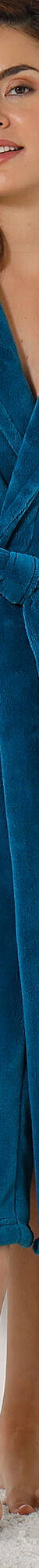 Peignoir mixte adulte col châle, microfibre toucher peluche (bleu paon) Peignoir mixte adulte col châle, microfibre toucher peluche (bleu paon)